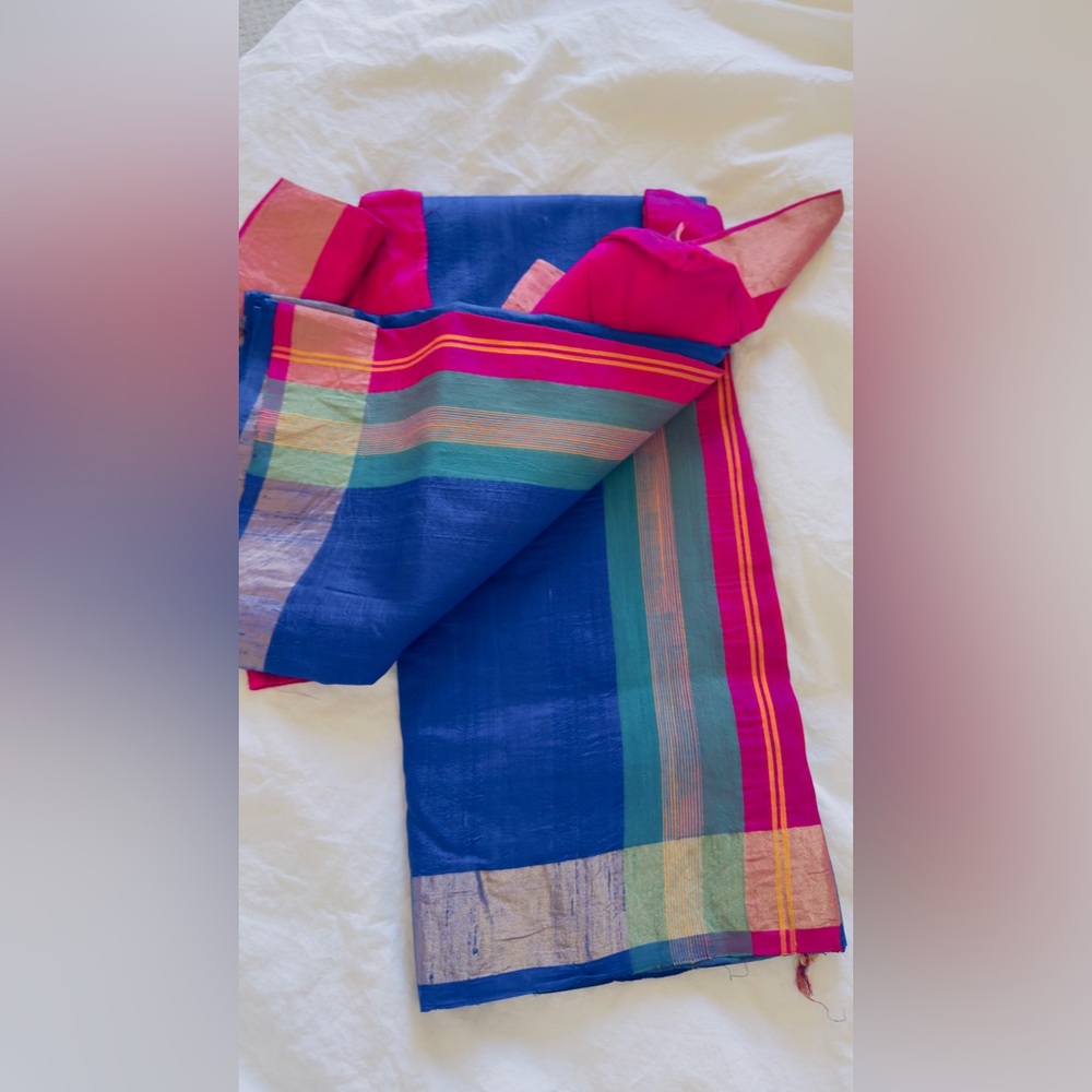 Nalli Pure silk saree with blouse set for Indian Pakistani festive- once used - Picture 5 of 7
